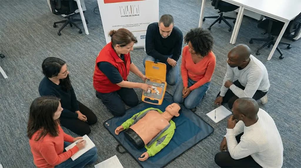 Session de formation au défibrillateur