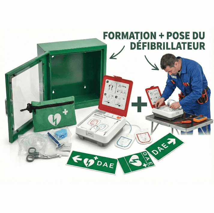 Pose d'un défibrillateur